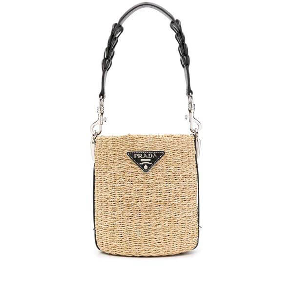 プラダ ラフィアxレザー バケットバッグ偽物1BE052VOOO2DJDF0I55